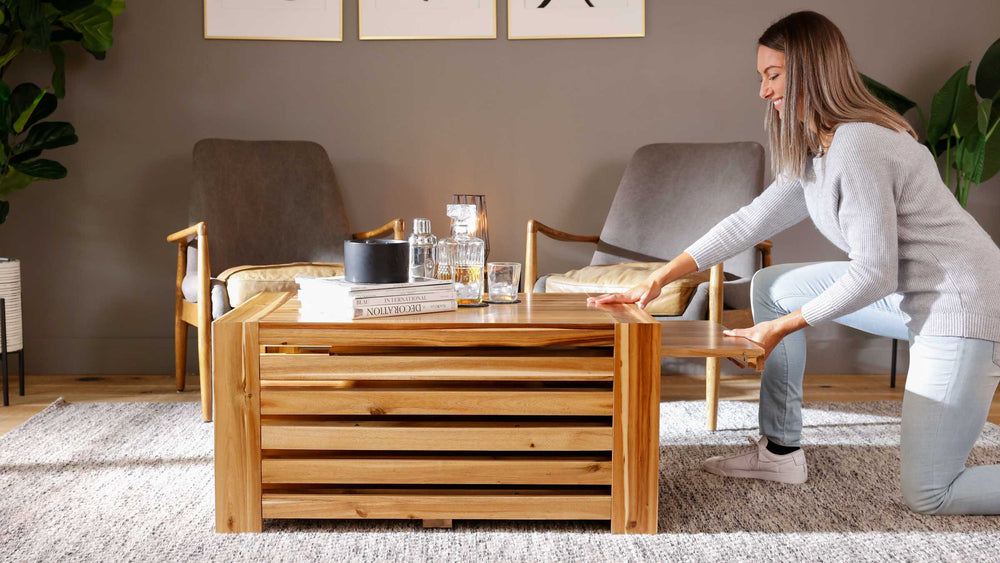 Australian Acacia::Gallery::Australian Acacia Transformer Table Shown with Removable Panels