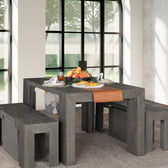 American Silver Birch::Gallery::Expanded Siberian Birch Transformer Table Shown with Bench